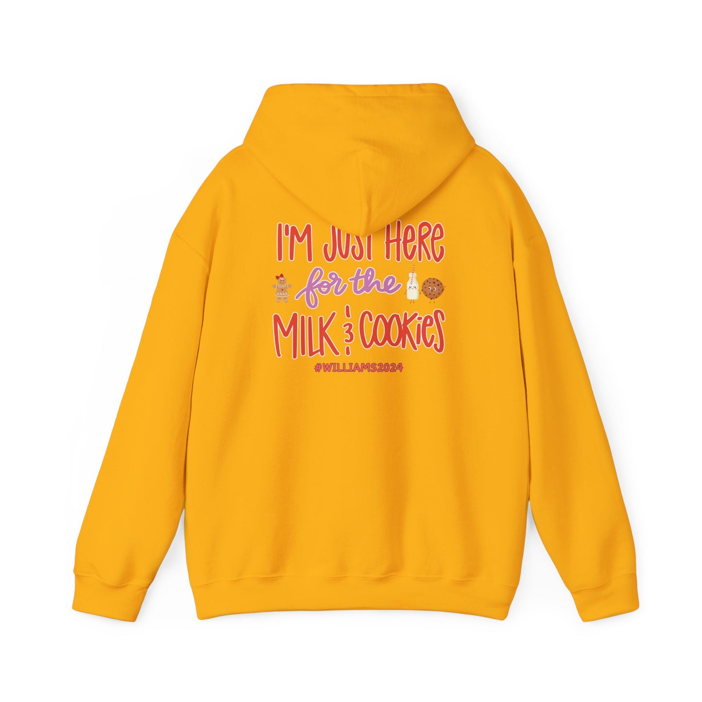 Unisex Heavy Blend Hooded Sweatshirt I'm just Here for the Milk & Cookies Christmas 2024 with Custom Name