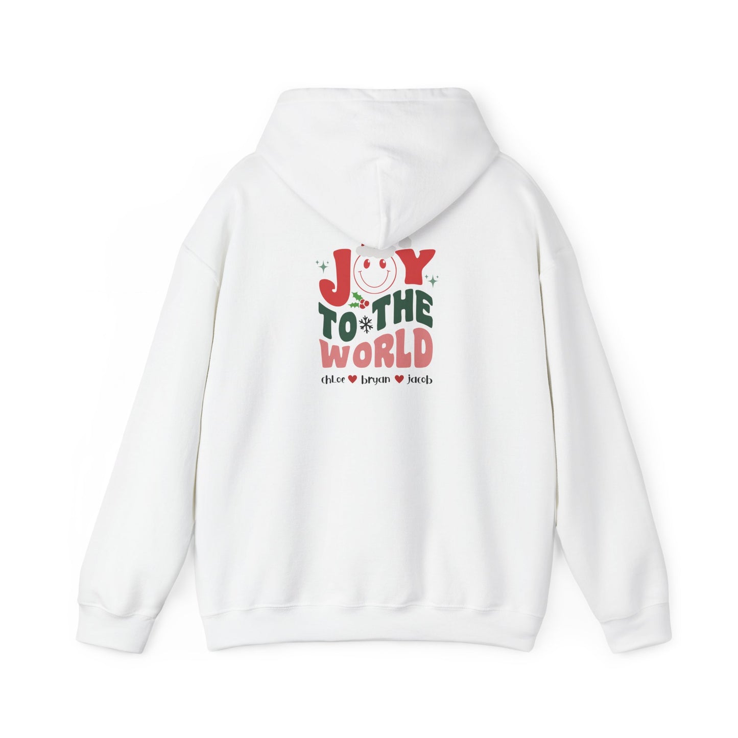 Unisex Heavy Blend Hooded Sweatshirt Joy To The World Christmas 2024 with Custom Name