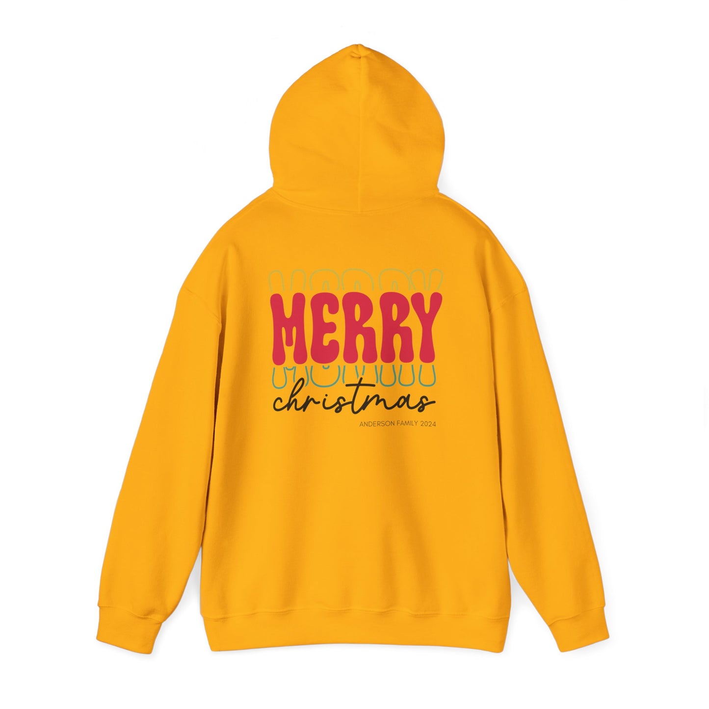 Unisex Heavy Blend Hooded Sweatshirt MERRY MERRY MERRY Christmas 2024 with Custom Name