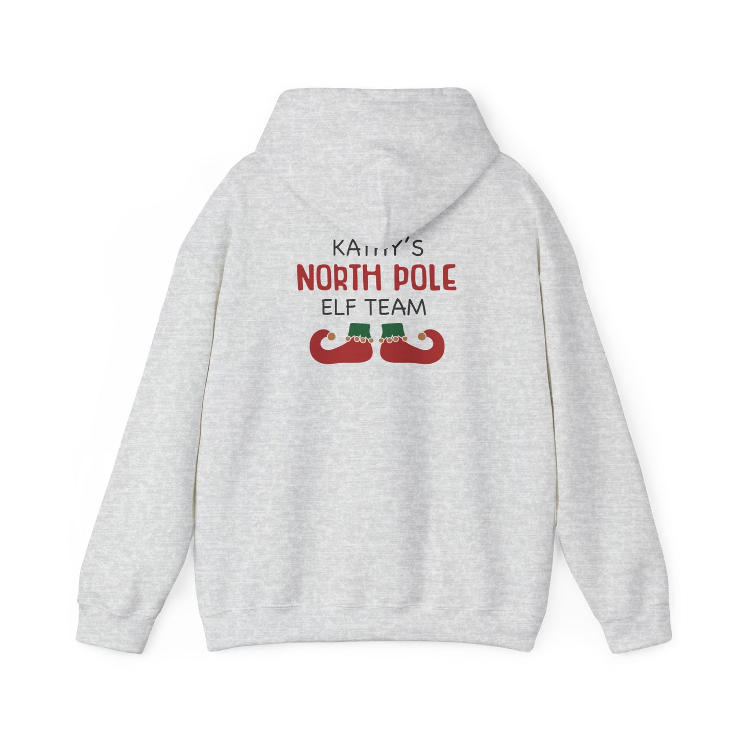 Unisex Heavy Blend Hooded Sweatshirt Christmas Design 2024 - North Pole Elf Team with Custom Name