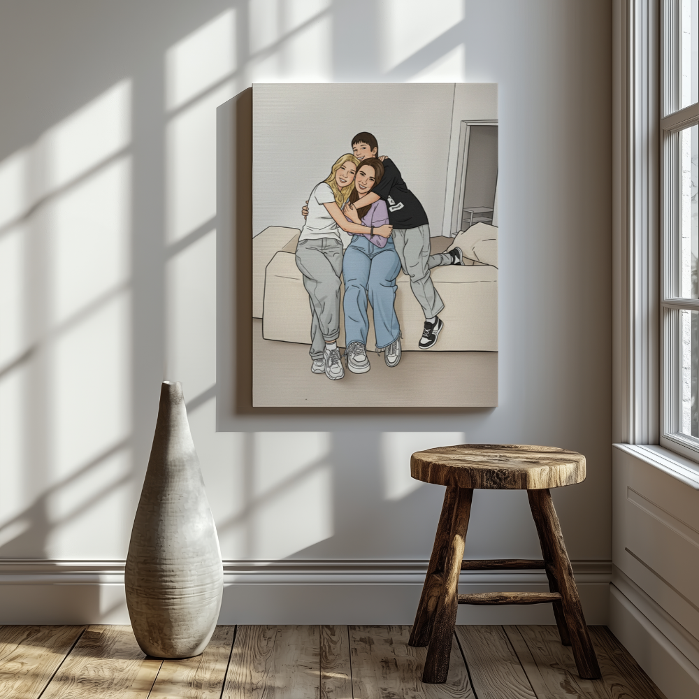CANVAS 24x36 UPLOAD PORTRAIT (Retro Cartoon Style)