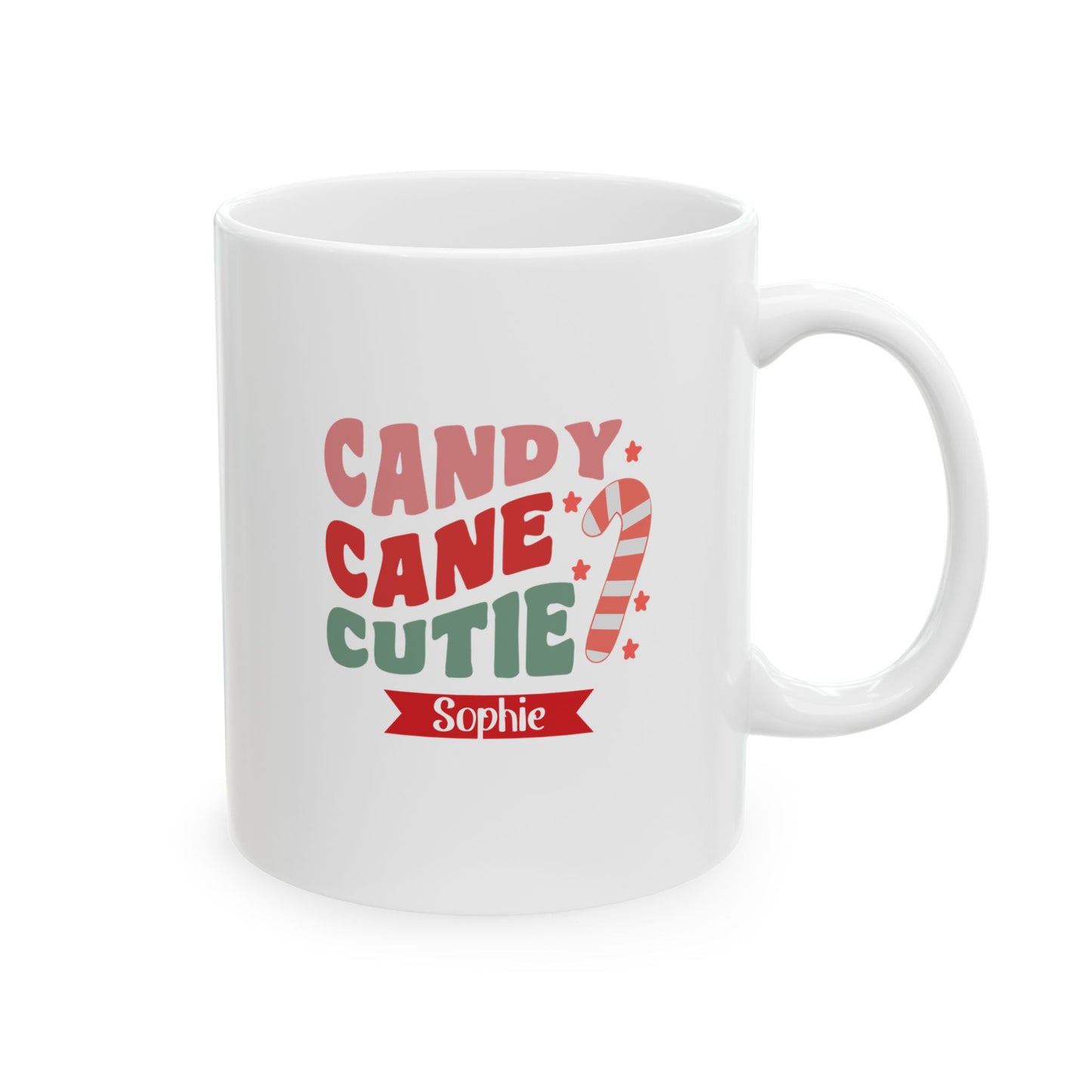 Ceramic Mug (11oz White) - Candy Cane Cutie Christmas 2024 with Custom Name