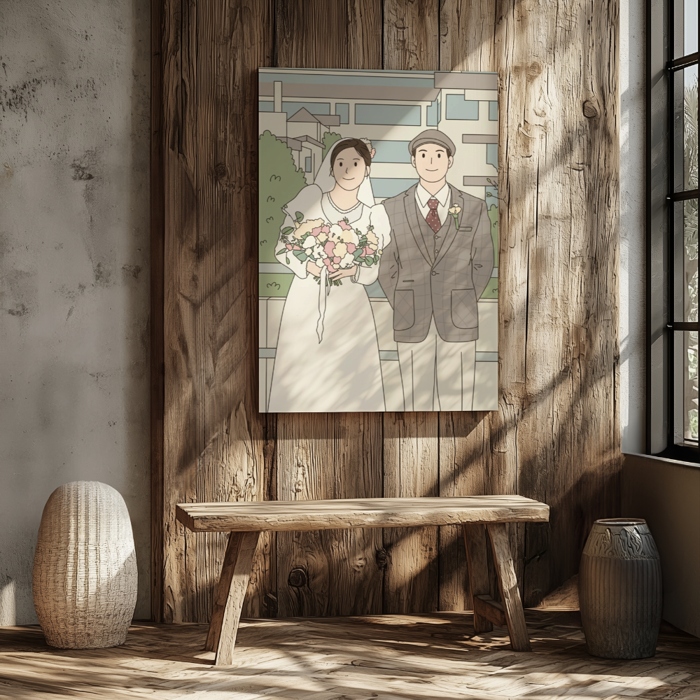 CANVAS 24x36 UPLOAD PORTRAIT (Cute Retro Cartoon Style)