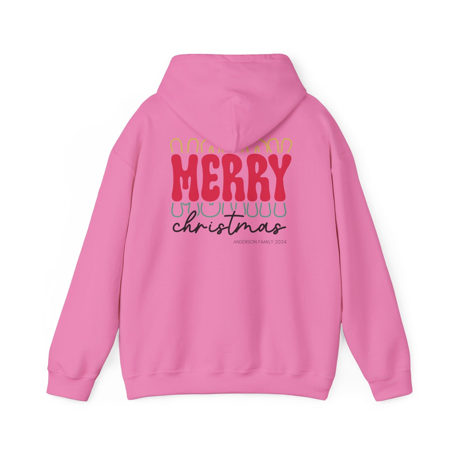 Unisex Heavy Blend Hooded Sweatshirt MERRY MERRY MERRY Christmas 2024 with Custom Name