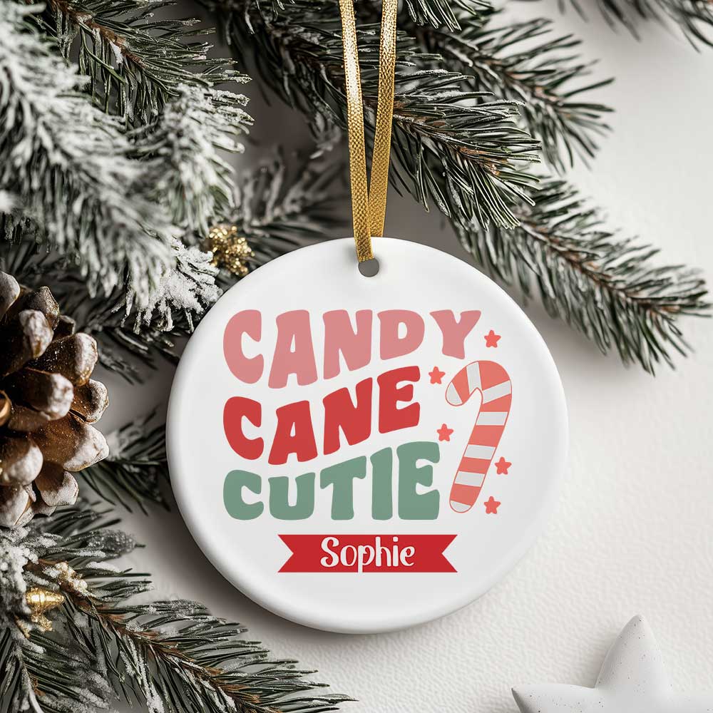 Ceramic Ornament - Candy Cane Cutie Christmas 2024 with Custom Name