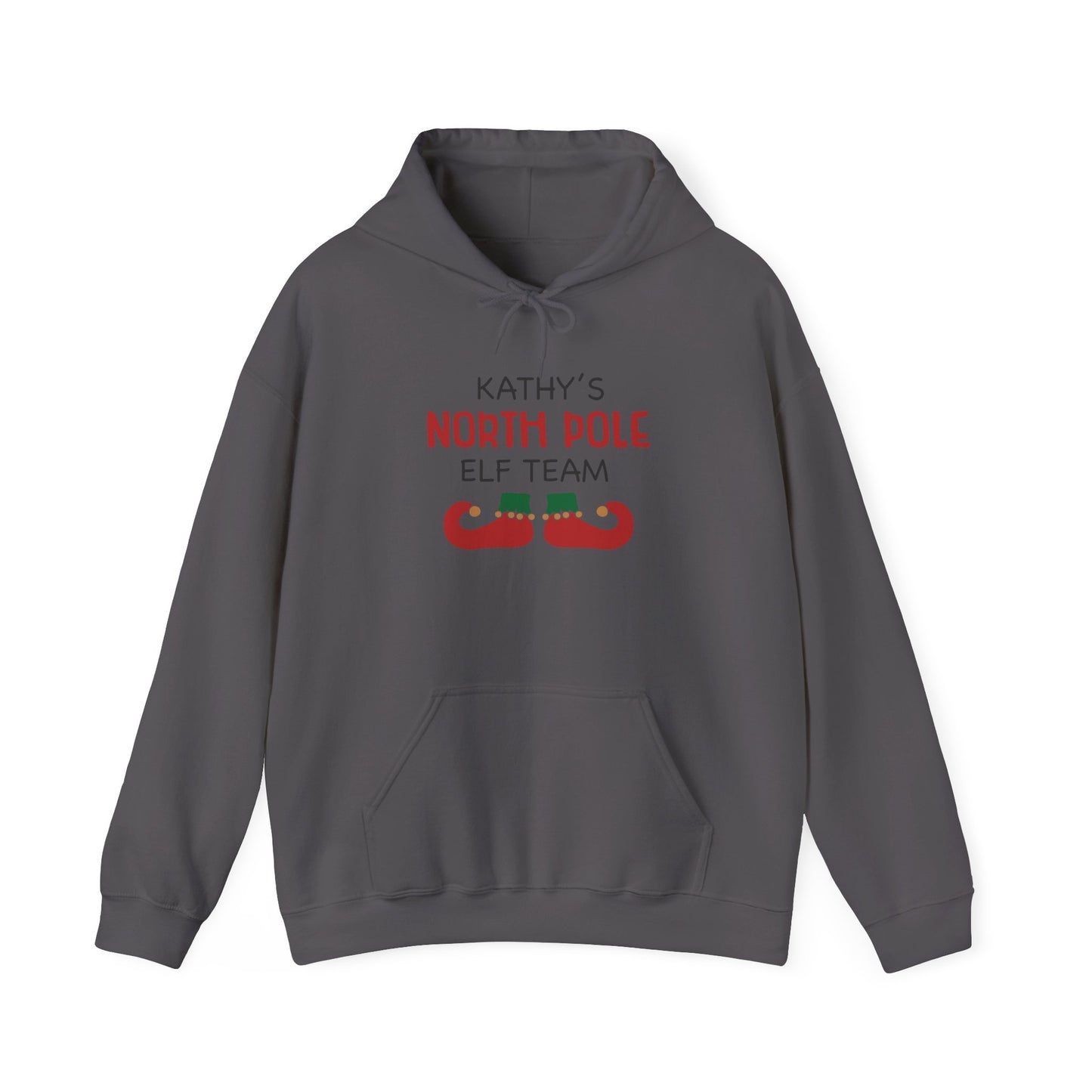 Unisex Heavy Blend Hooded Sweatshirt Christmas Design 2024 - North Pole Elf Team with Custom Name