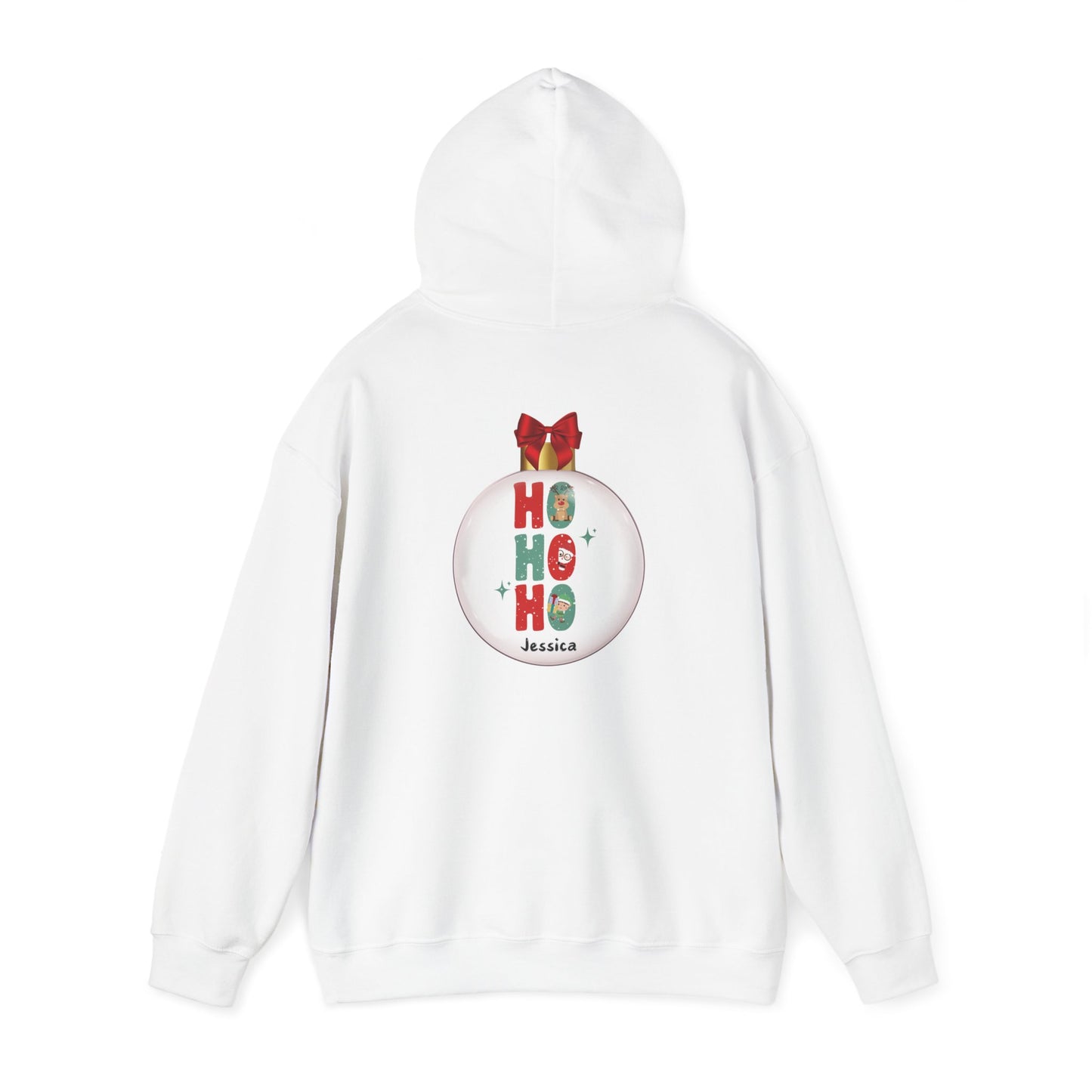 Unisex Heavy Blend Hooded Sweatshirt Ho Ho Ho Christmas 2024 with Custom Name