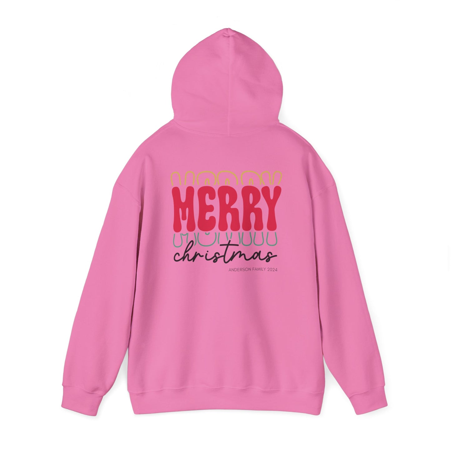 Unisex Heavy Blend Hooded Sweatshirt MERRY MERRY MERRY Christmas 2024 with Custom Name