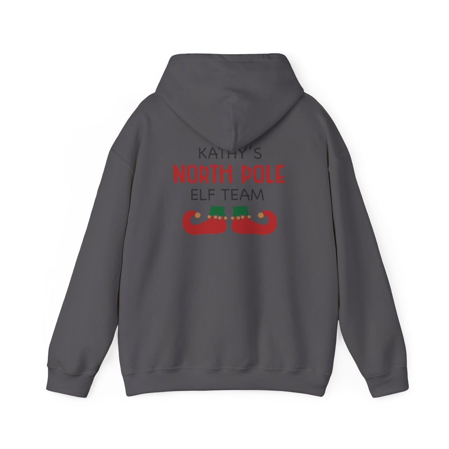 Unisex Heavy Blend Hooded Sweatshirt Christmas Design 2024 - North Pole Elf Team with Custom Name