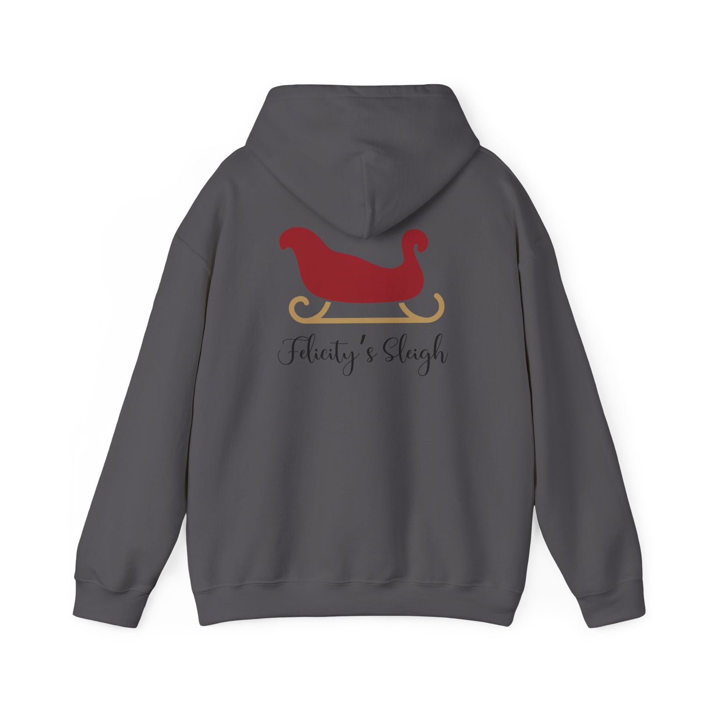 Unisex Heavy Blend Hooded Sweatshirt Christmas Design 2024 - Sleigh with Custom Name