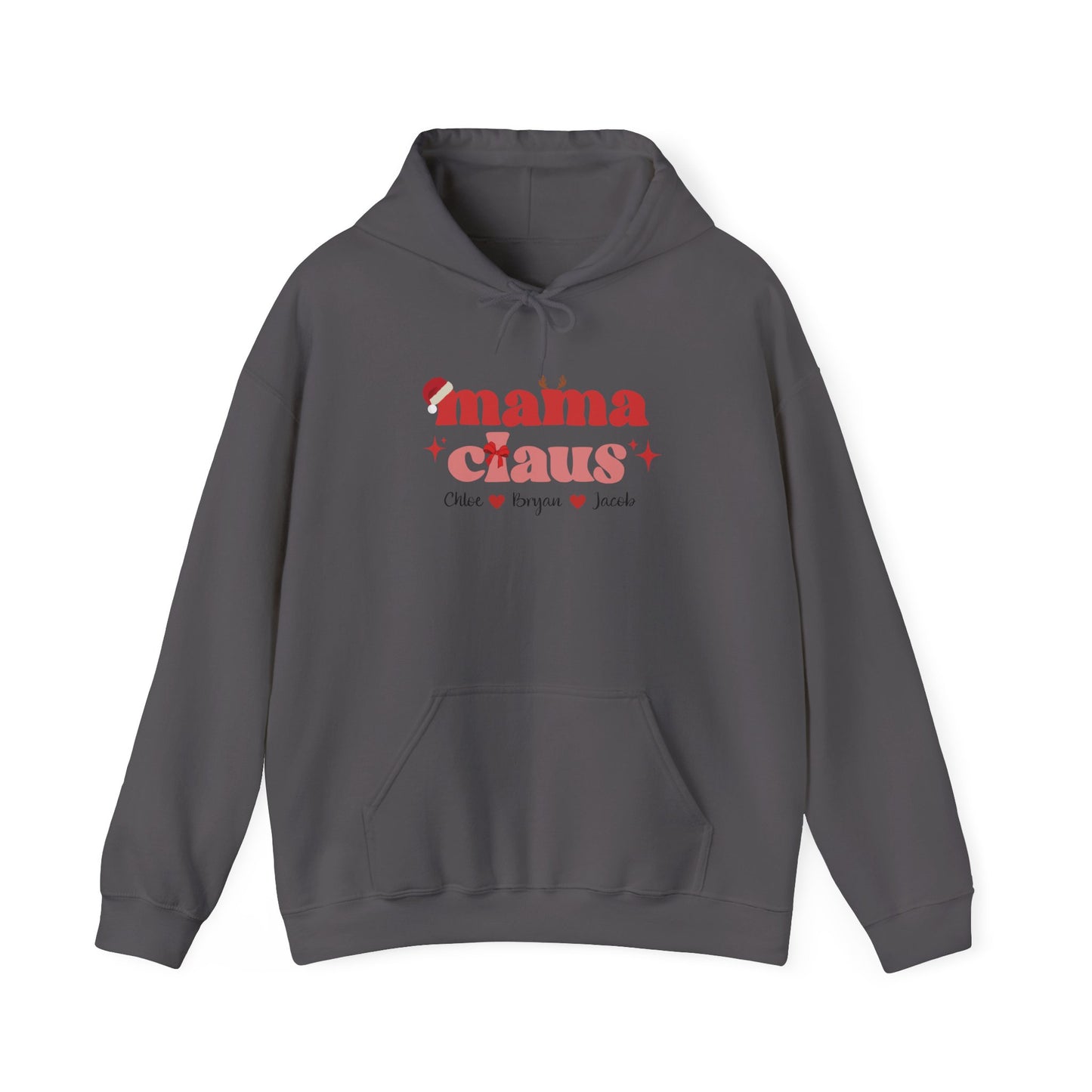 Unisex Heavy Blend Hooded Sweatshirt Mama Claus Christmas 2024 with Custom Name