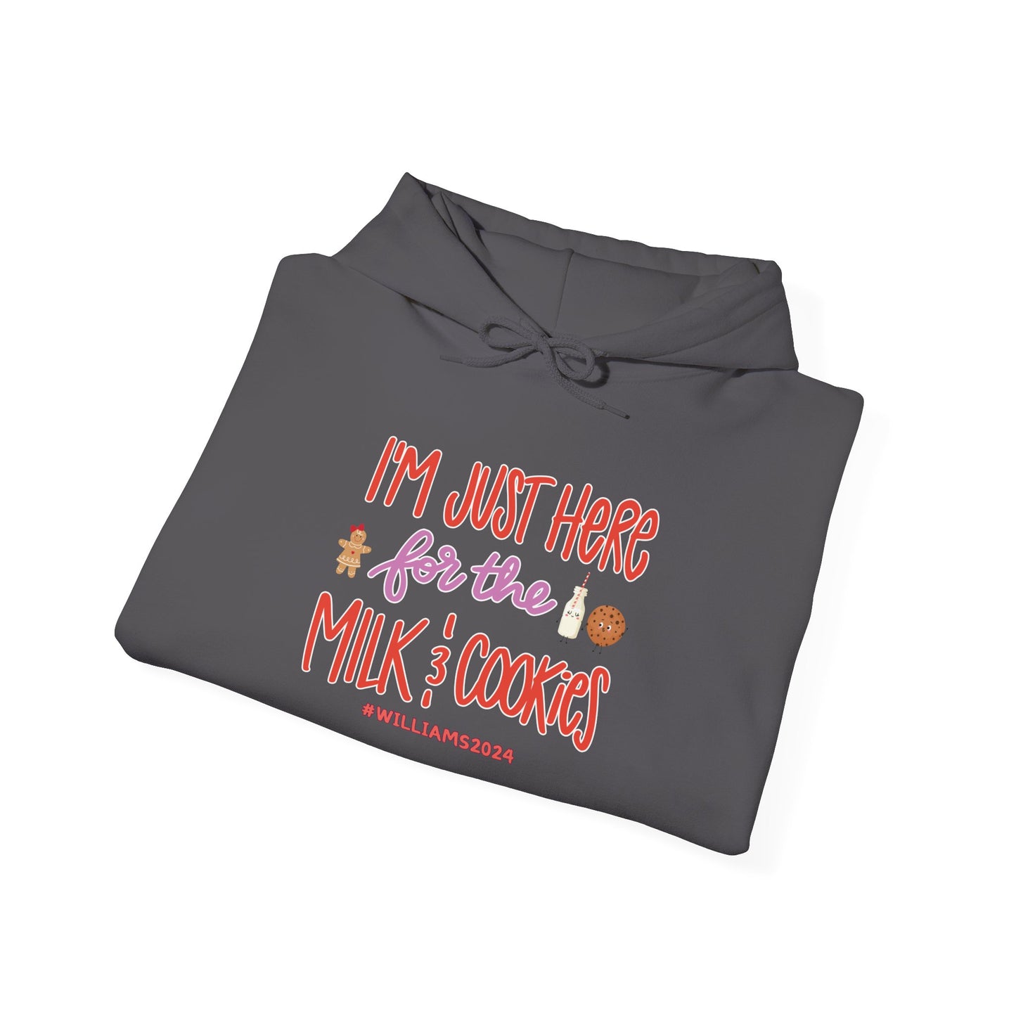 Unisex Heavy Blend Hooded Sweatshirt I'm just Here for the Milk & Cookies Christmas 2024 with Custom Name