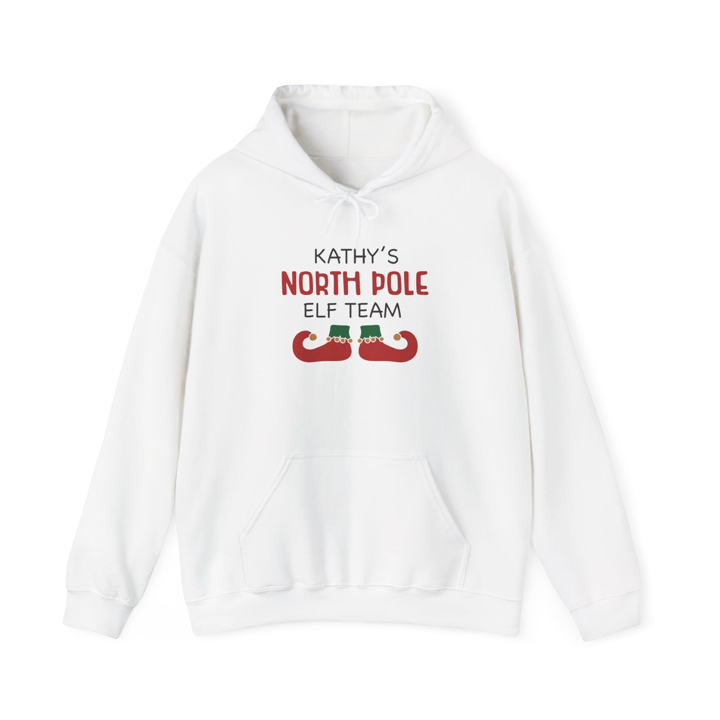 Unisex Heavy Blend Hooded Sweatshirt Christmas Design 2024 - North Pole Elf Team with Custom Name