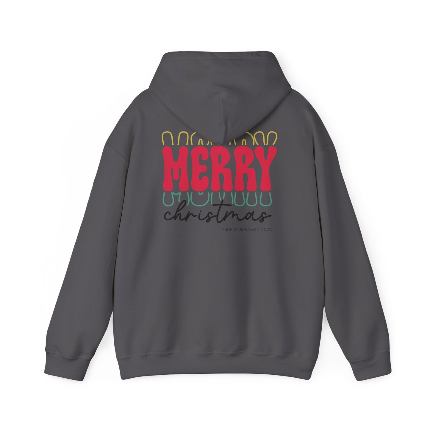 Unisex Heavy Blend Hooded Sweatshirt MERRY MERRY MERRY Christmas 2024 with Custom Name