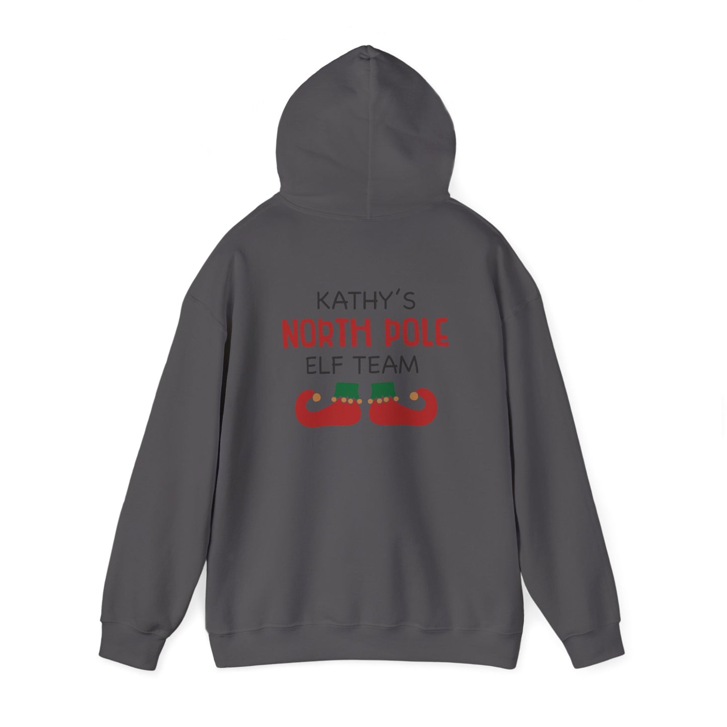 Unisex Heavy Blend Hooded Sweatshirt Christmas Design 2024 - North Pole Elf Team with Custom Name