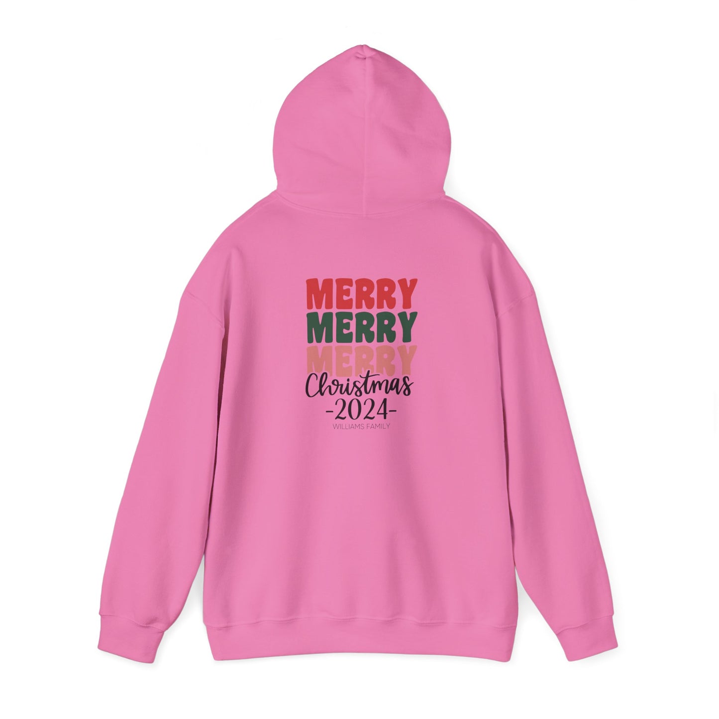 Unisex Heavy Blend Hooded Sweatshirt Merry Merry Merry Christmas 2024 with Custom Name