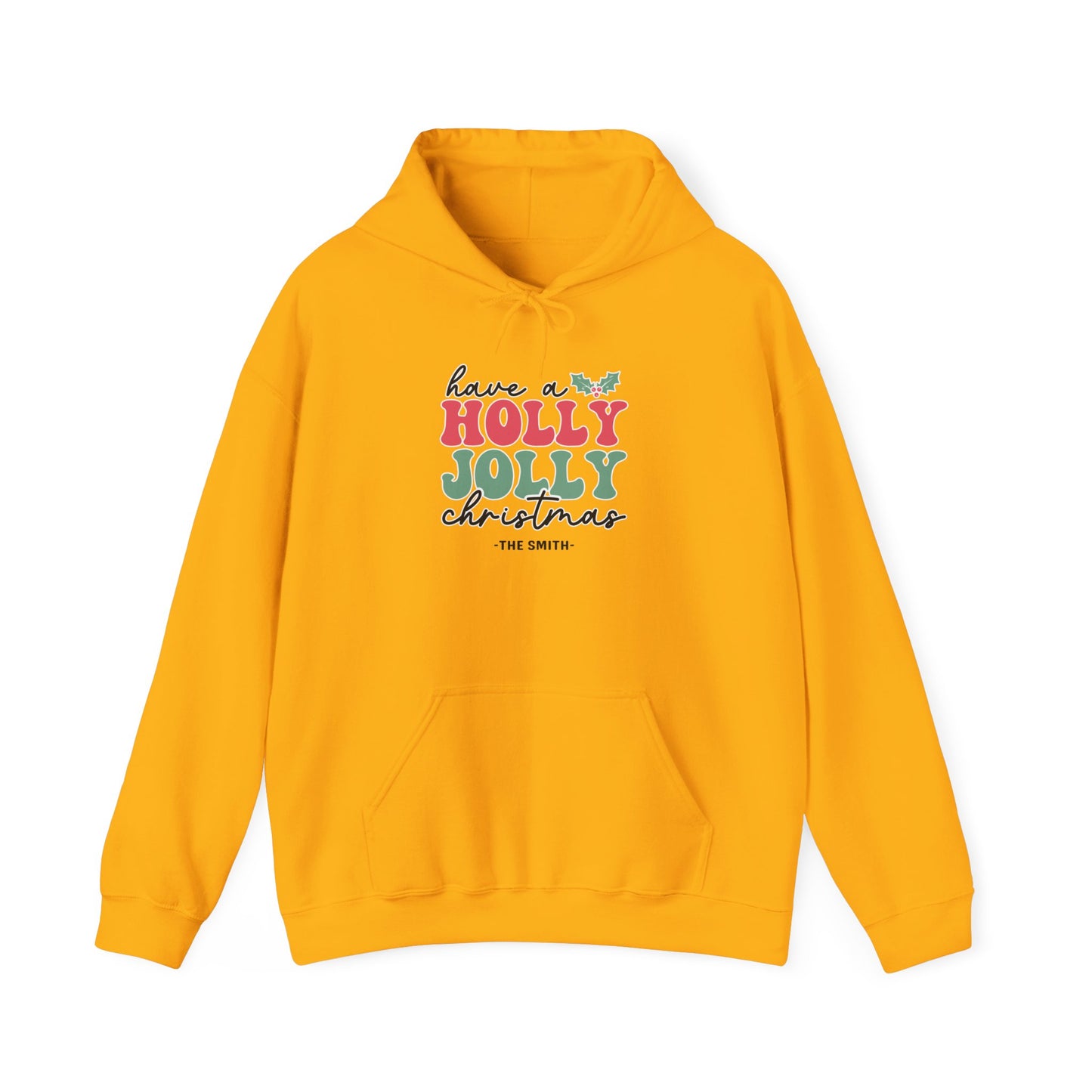 Unisex Heavy Blend Hooded Sweatshirt Have a Holly Jolly Christmas 2024 with Custom Name