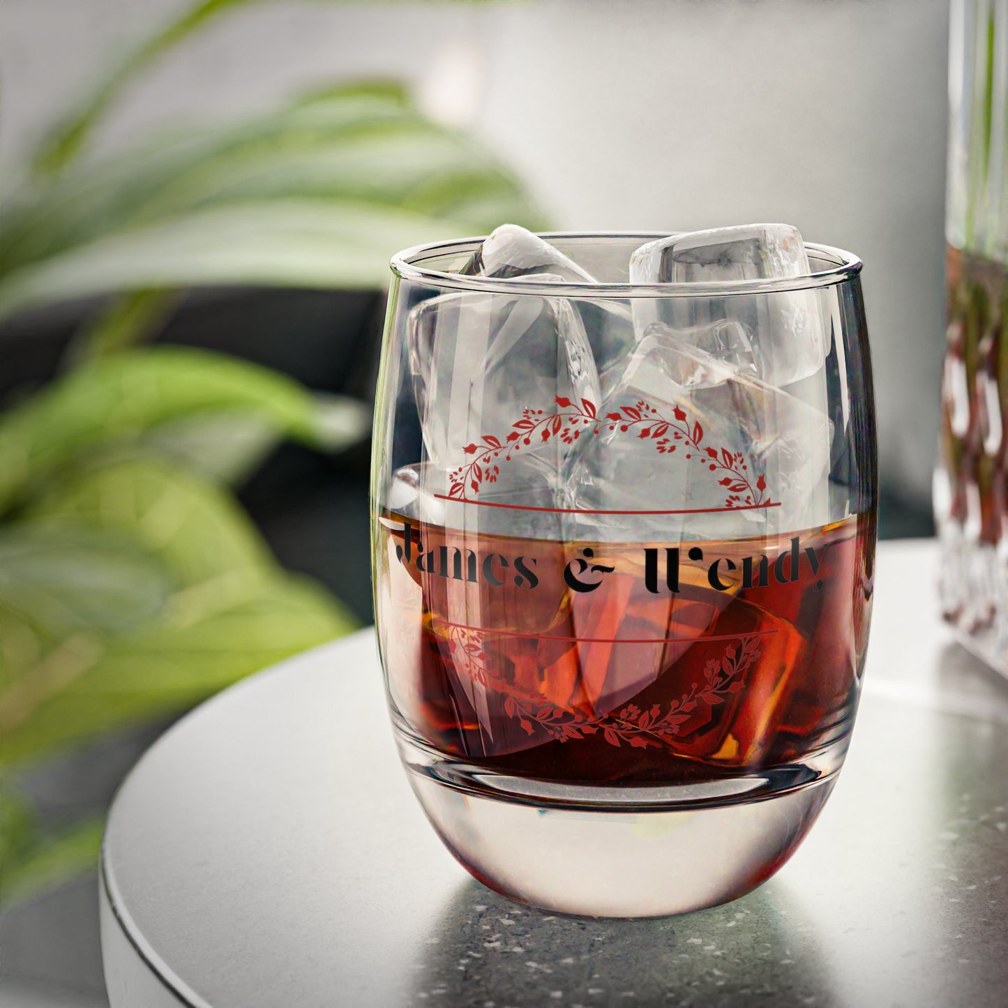 Whiskey Glass - Wedding Personalized Name Stemless Glass