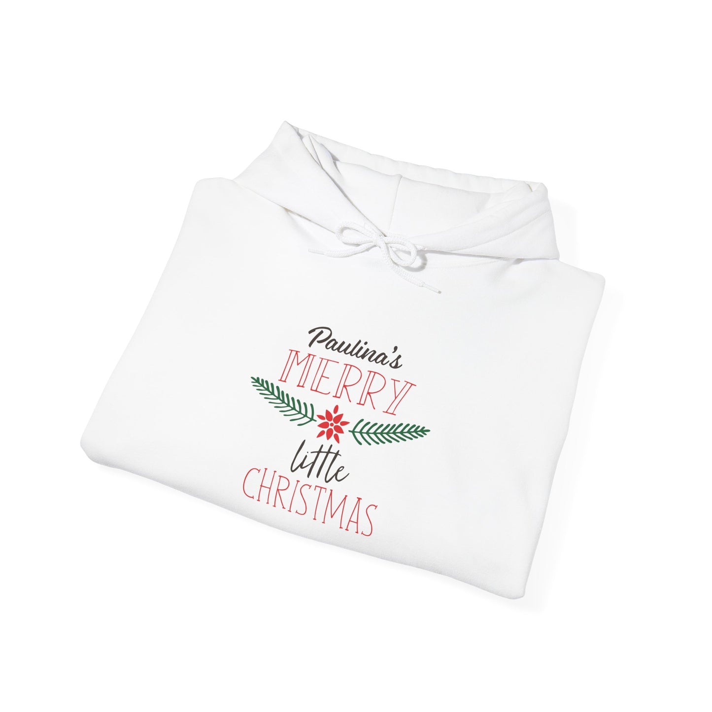 Unisex Heavy Blend Hooded Sweatshirt Christmas Design 2024 - Merry Little Christmas with Custom Name