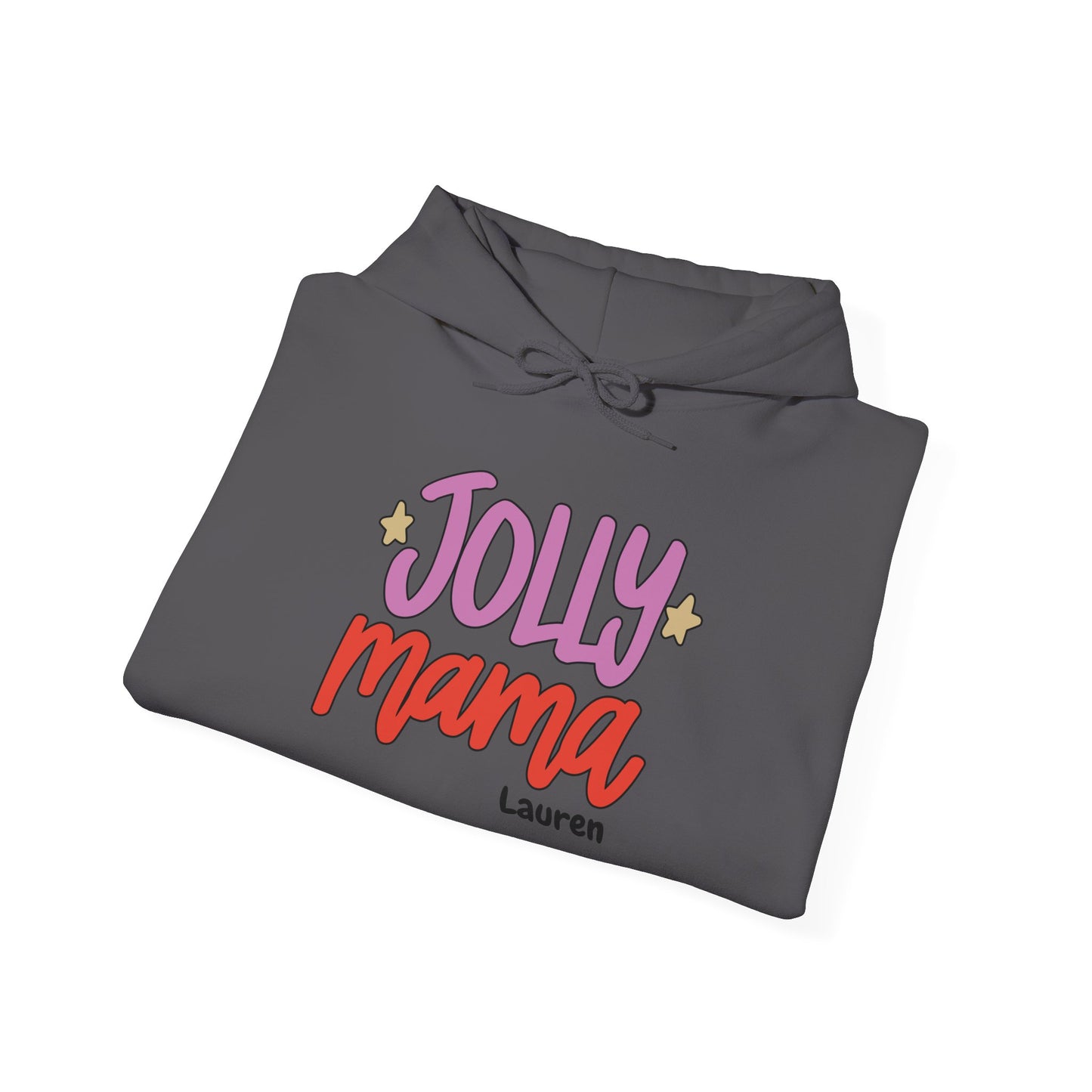 Unisex Heavy Blend Hooded Sweatshirt Jolly Mama Christmas 2024 with Custom Name