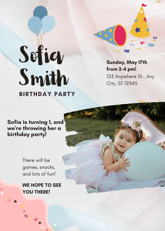 Birthday Invitation Card Digital Template 6