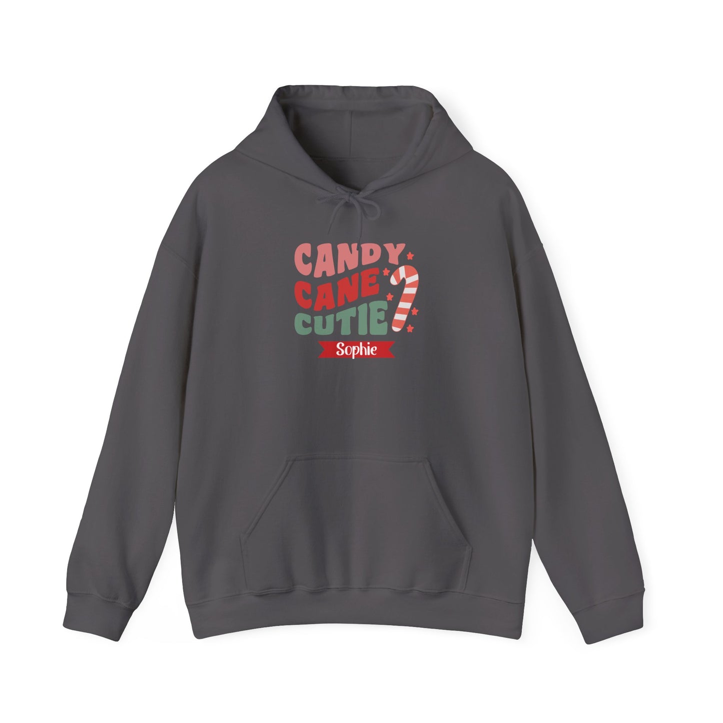 Unisex Heavy Blend Hooded Sweatshirt Candy Cane Cutie Christmas 2024 with Custom Name