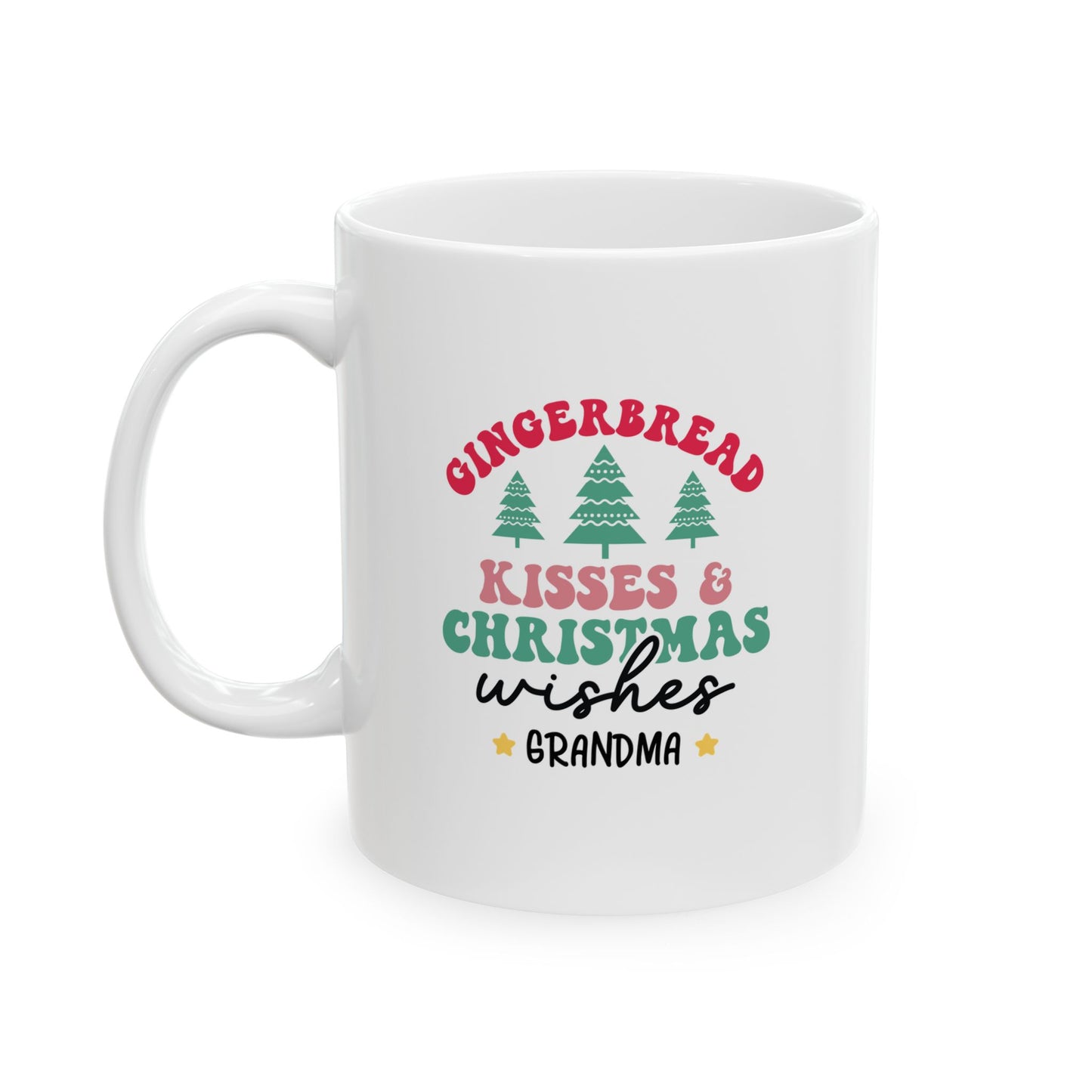 Ceramic Mug (11oz White) - Kisses & Christmas Wishes Christmas 2024 with Custom Name