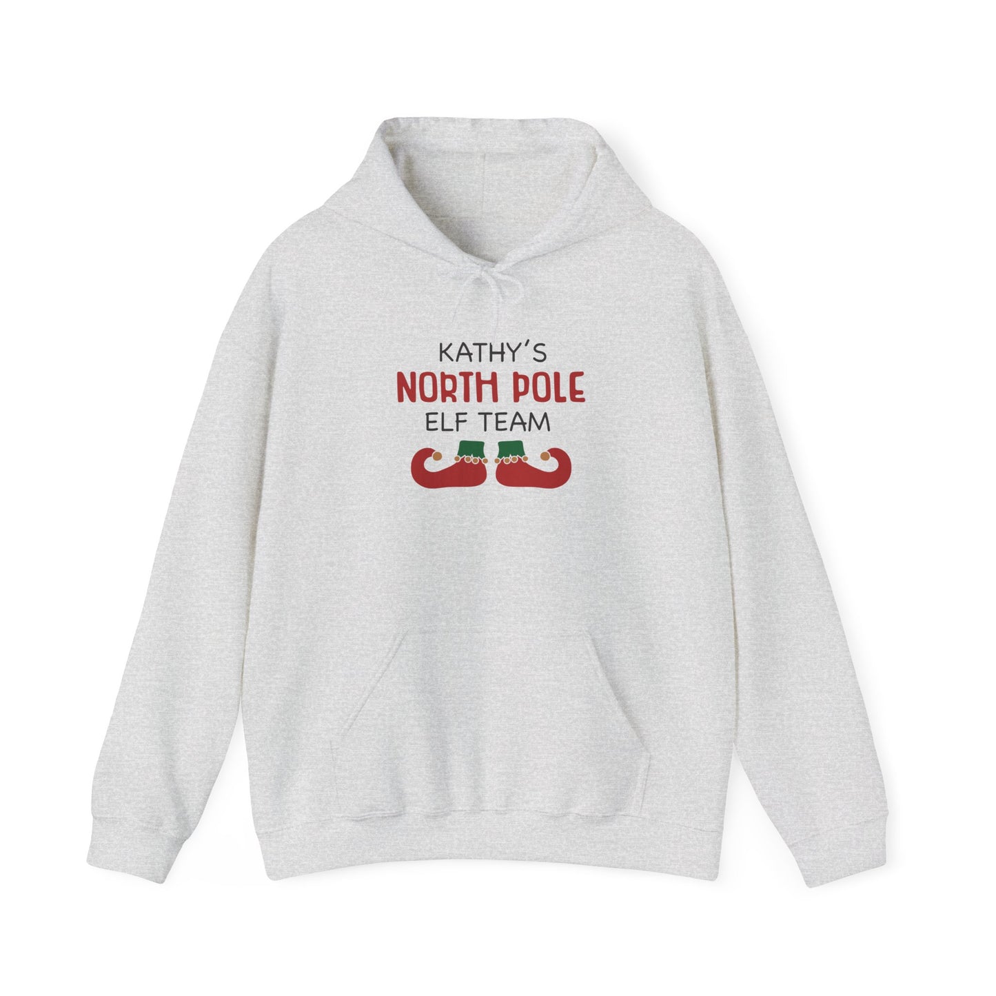 Unisex Heavy Blend Hooded Sweatshirt Christmas Design 2024 - North Pole Elf Team with Custom Name