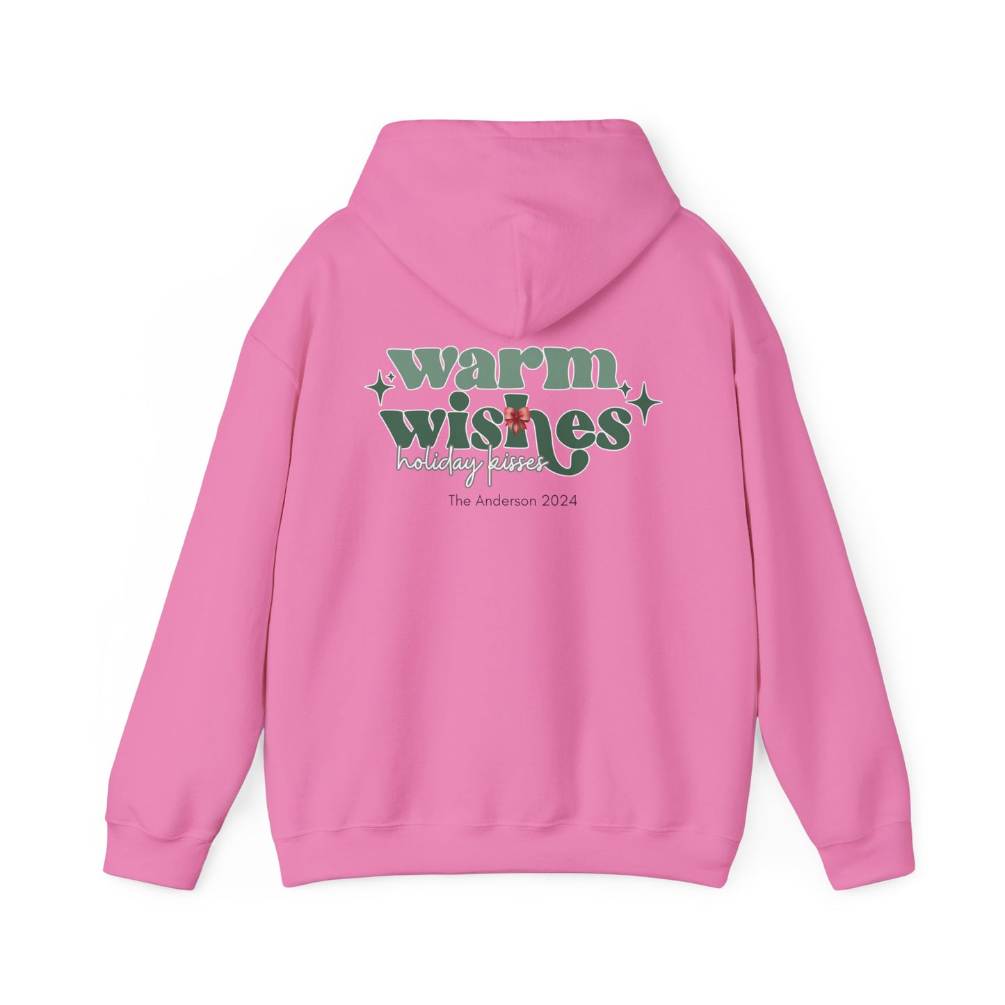 Unisex Heavy Blend Hooded Sweatshirt Warm Wishes Holiday Kisses Christmas 2024 with Custom Name