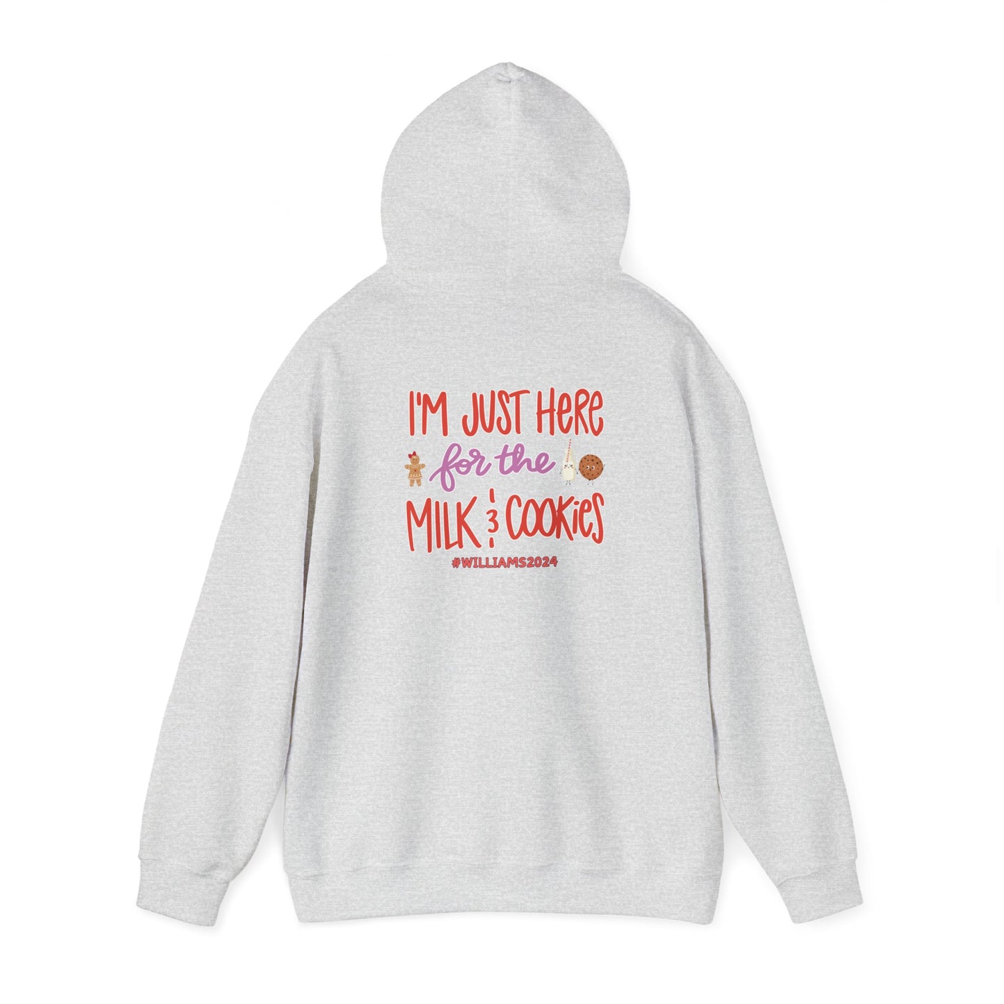 Unisex Heavy Blend Hooded Sweatshirt I'm just Here for the Milk & Cookies Christmas 2024 with Custom Name