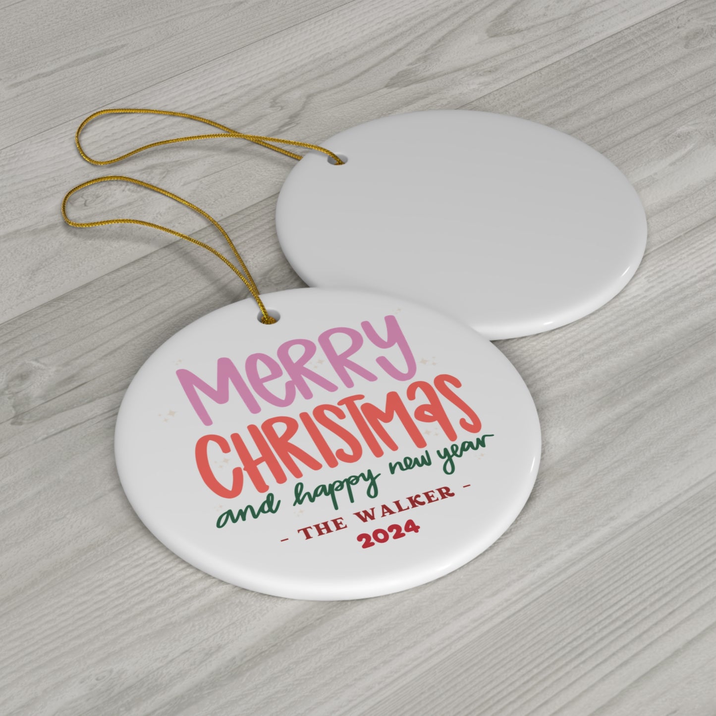 Ceramic Ornament - Merry Christmas and Happy New Year 2024 with Custom Name