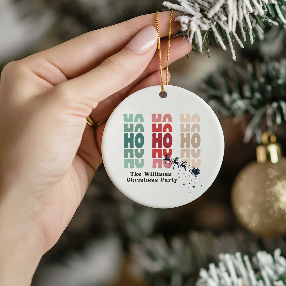 Ceramic Ornament - HO HO HO Christmas 2024 with Custom Name