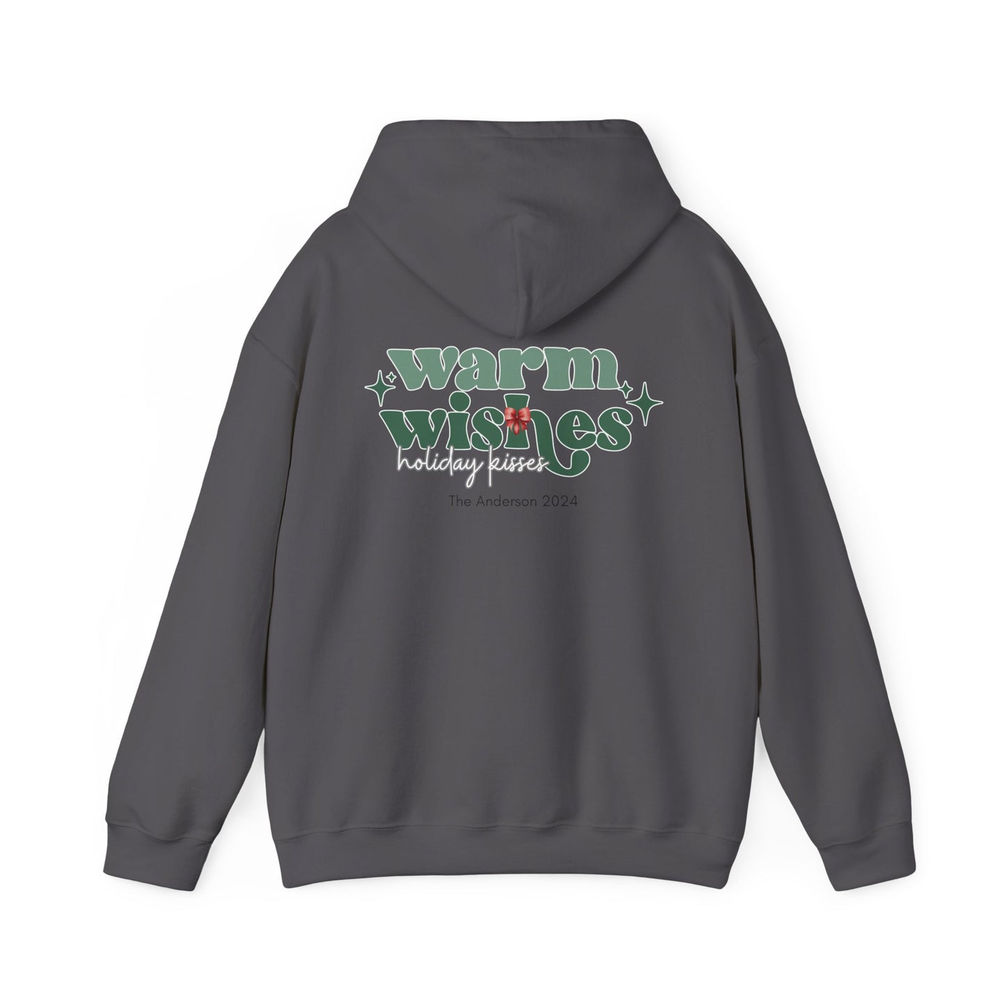 Unisex Heavy Blend Hooded Sweatshirt Warm Wishes Holiday Kisses Christmas 2024 with Custom Name