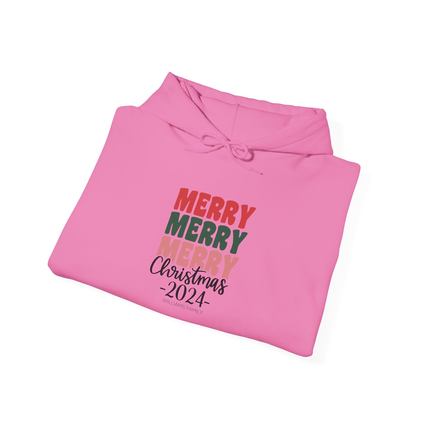 Unisex Heavy Blend Hooded Sweatshirt Merry Merry Merry Christmas 2024 with Custom Name