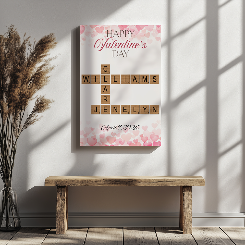 CANVAS 24x36 CUSTOM VALENTINES DAY CROSSWORD