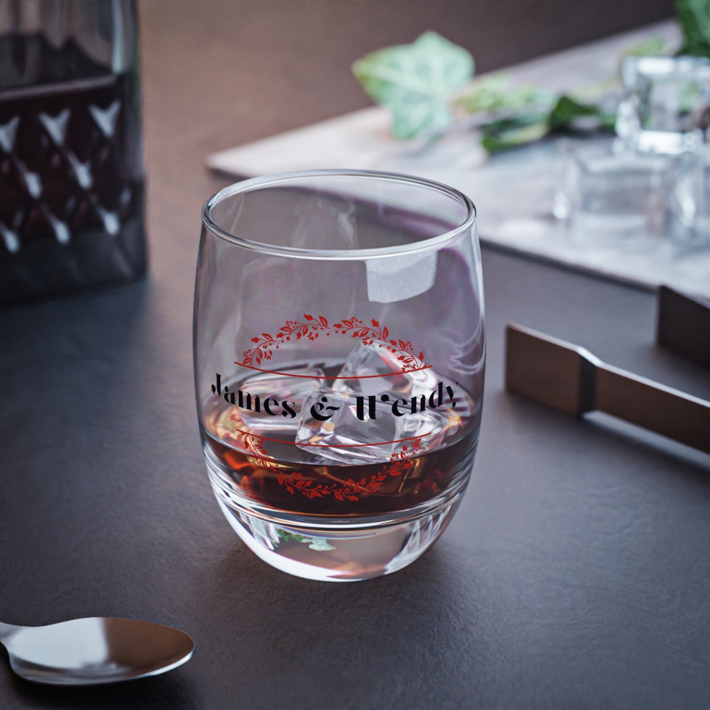 Whiskey Glass - Wedding Personalized Name Stemless Glass