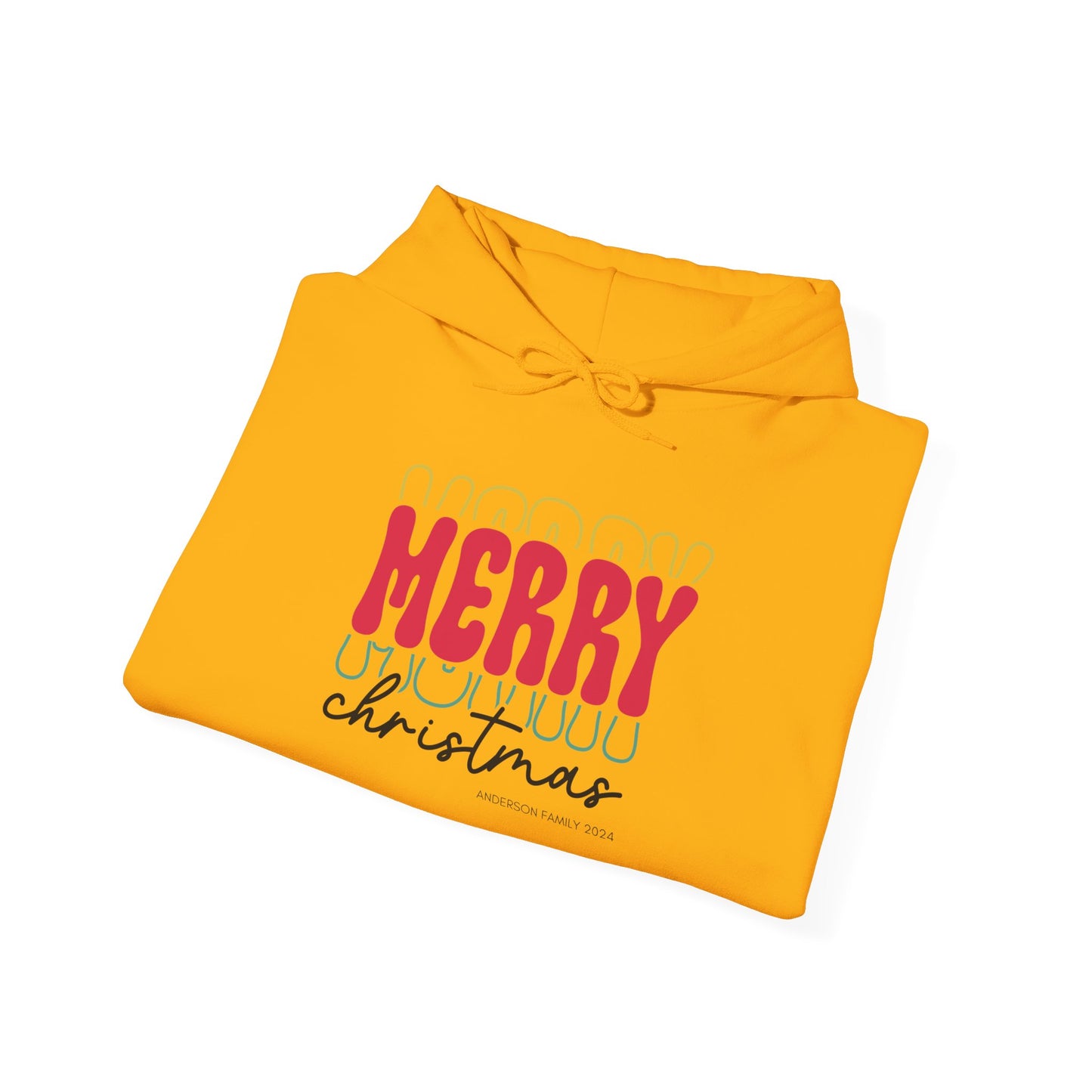 Unisex Heavy Blend Hooded Sweatshirt MERRY MERRY MERRY Christmas 2024 with Custom Name