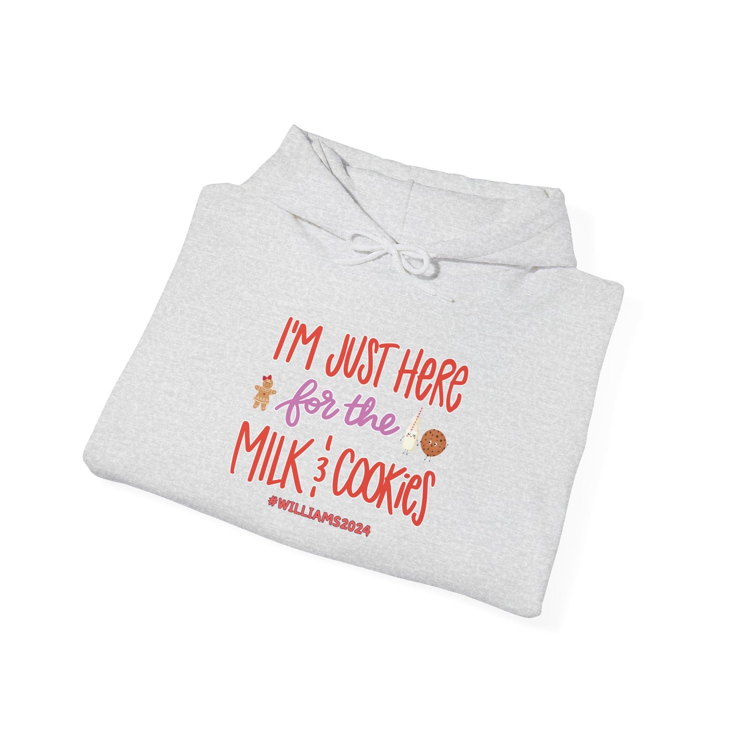 Unisex Heavy Blend Hooded Sweatshirt I'm just Here for the Milk & Cookies Christmas 2024 with Custom Name