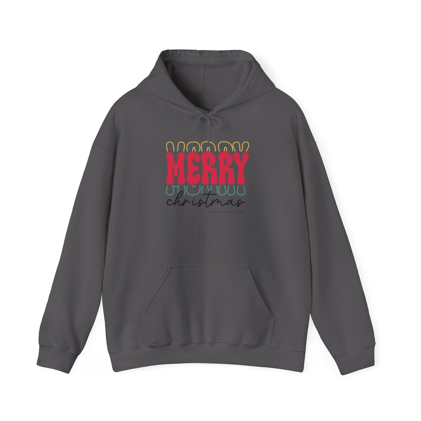 Unisex Heavy Blend Hooded Sweatshirt MERRY MERRY MERRY Christmas 2024 with Custom Name