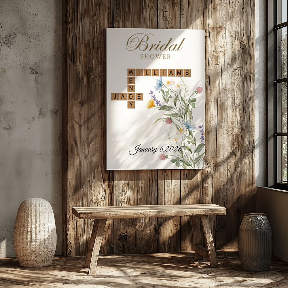 CANVAS 24x36 CUSTOM BRIDAL SHOWER CROSSWORD