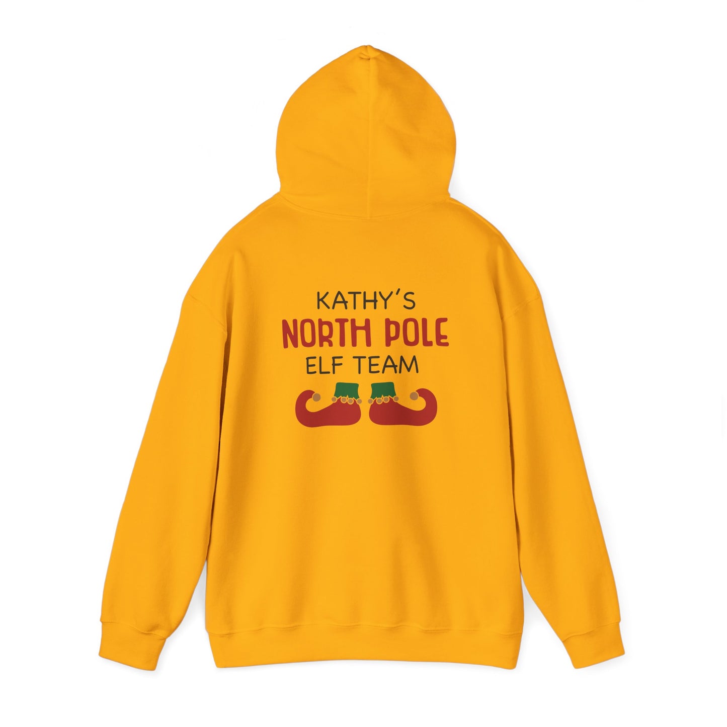 Unisex Heavy Blend Hooded Sweatshirt Christmas Design 2024 - North Pole Elf Team with Custom Name