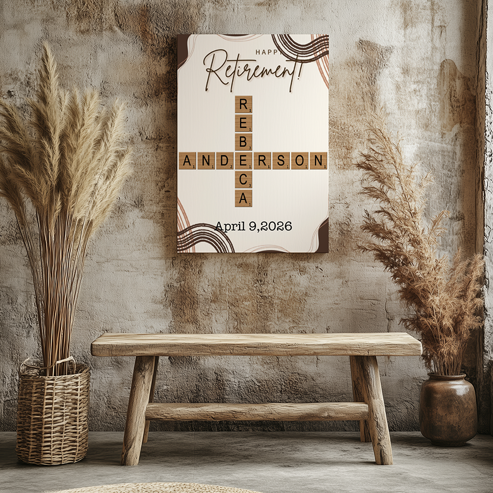 CANVAS 24x36 CUSTOM RETIREMENT CROSSWORD