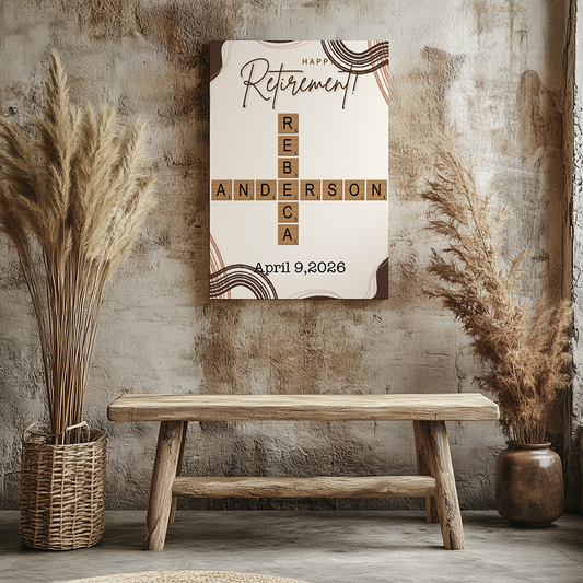 CANVAS 24x36 CUSTOM RETIREMENT CROSSWORD