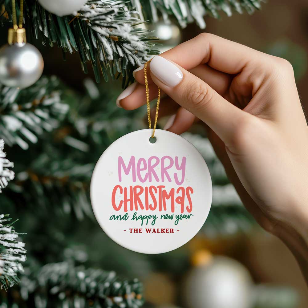 Ceramic Ornament - Merry Christmas and Happy New Year 2024 with Custom Name