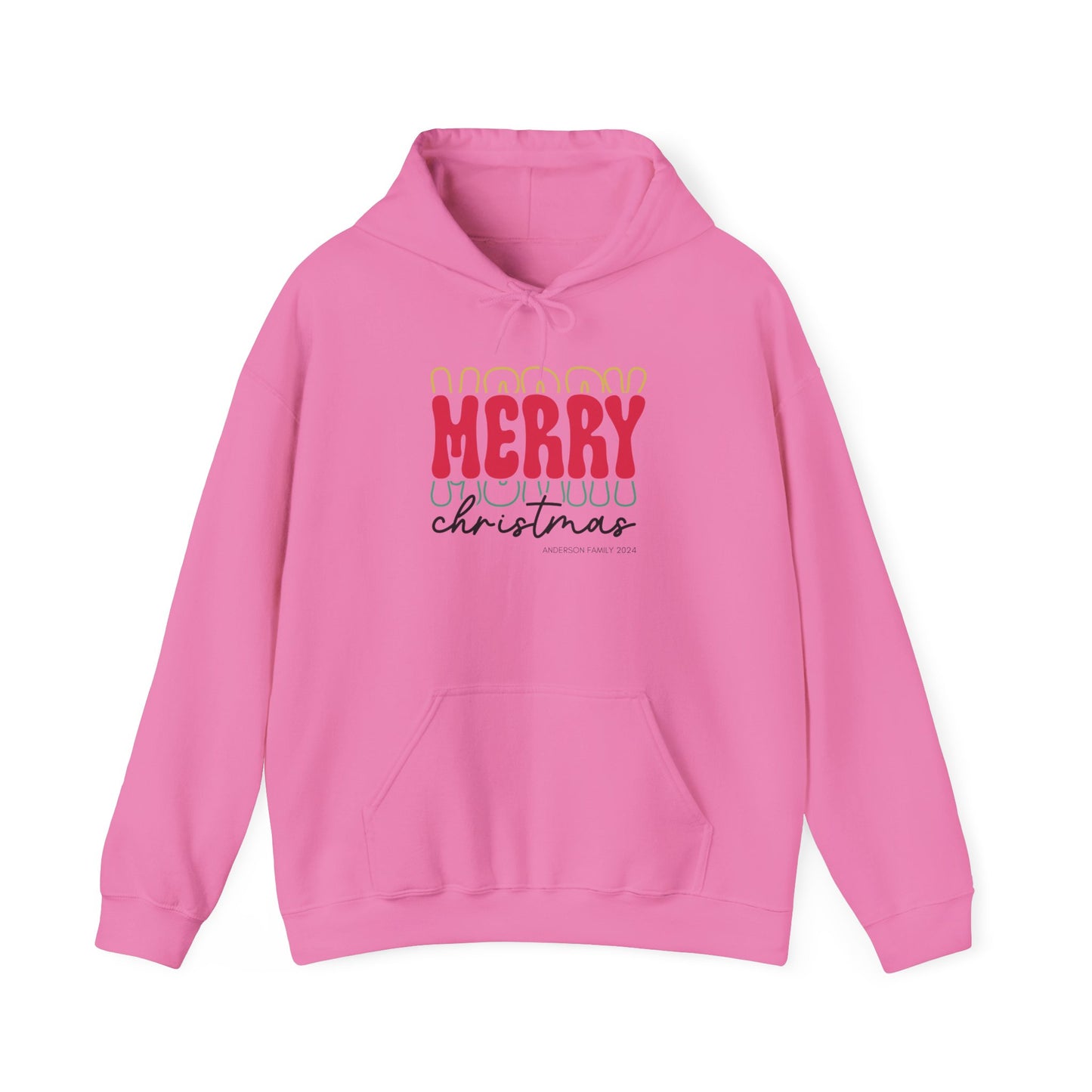 Unisex Heavy Blend Hooded Sweatshirt MERRY MERRY MERRY Christmas 2024 with Custom Name