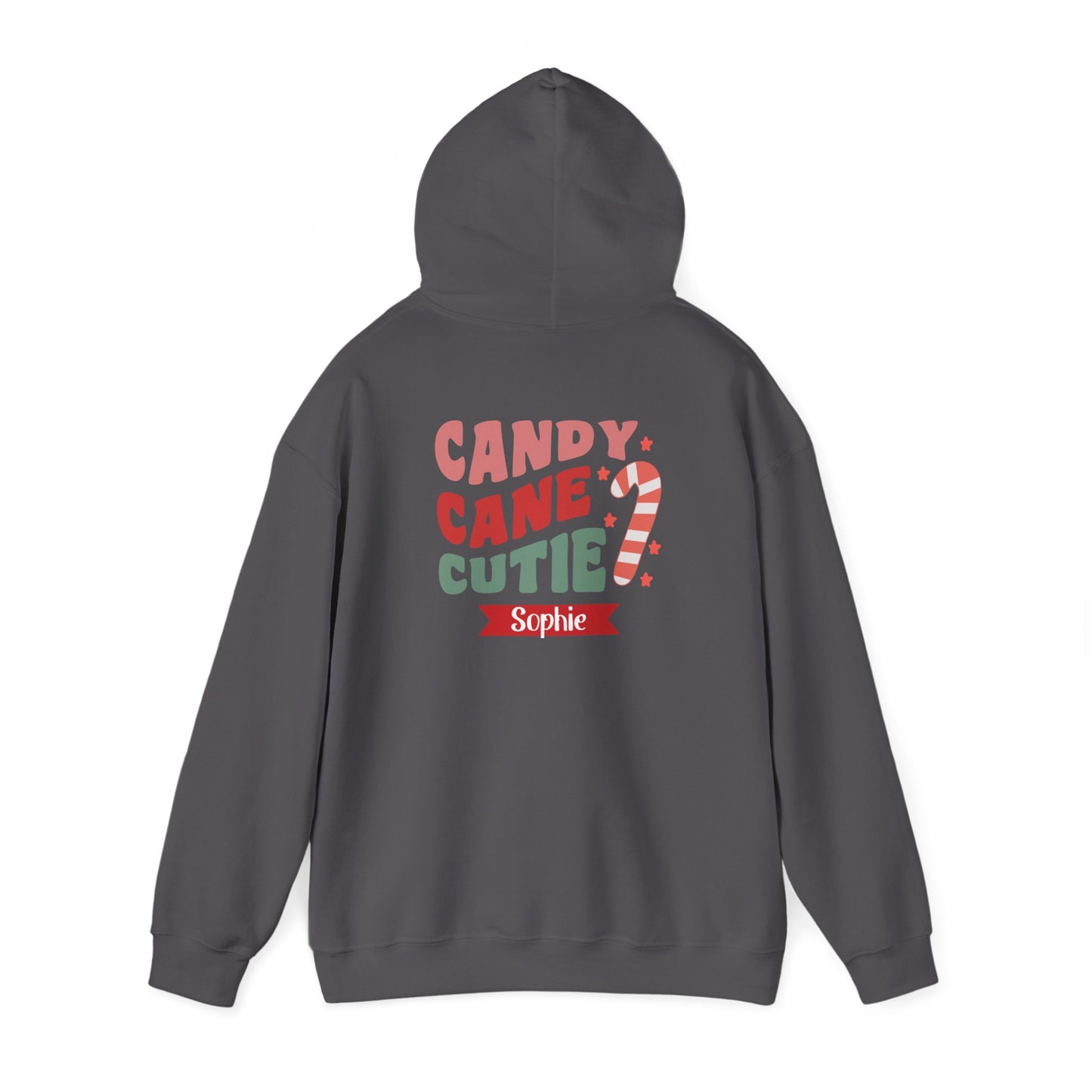 Unisex Heavy Blend Hooded Sweatshirt Candy Cane Cutie Christmas 2024 with Custom Name