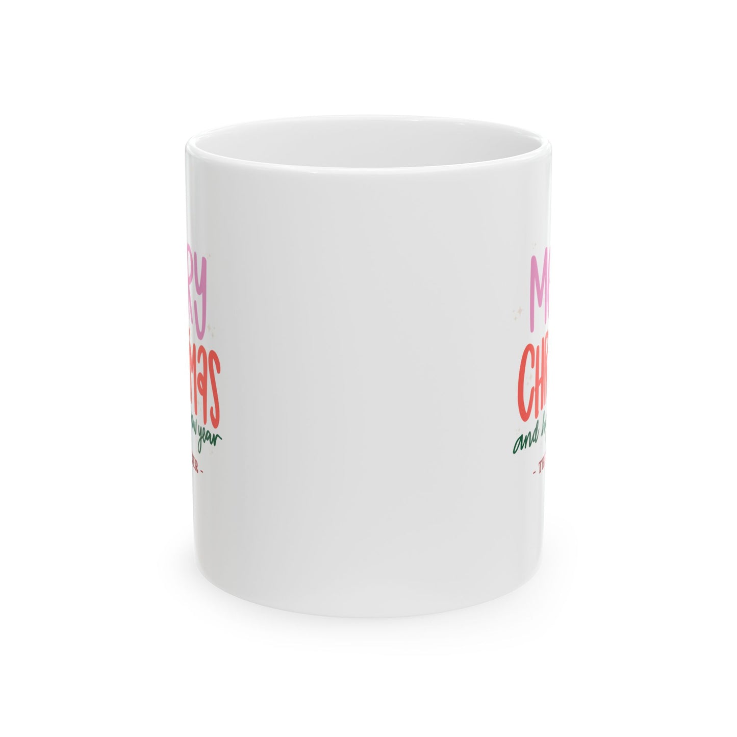 Ceramic Mug (11oz White) - Merry Christmas & Happy New Year Christmas 2024 with Custom Name