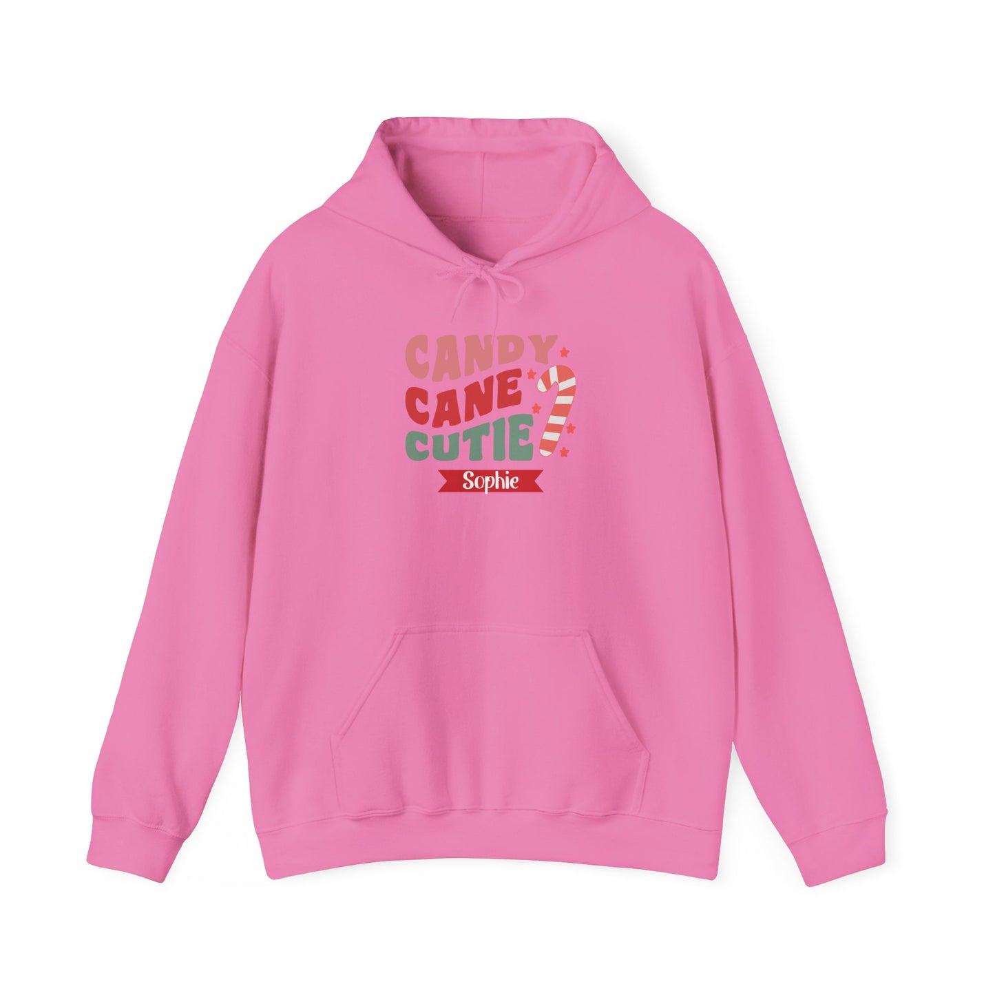 Unisex Heavy Blend Hooded Sweatshirt Candy Cane Cutie Christmas 2024 with Custom Name