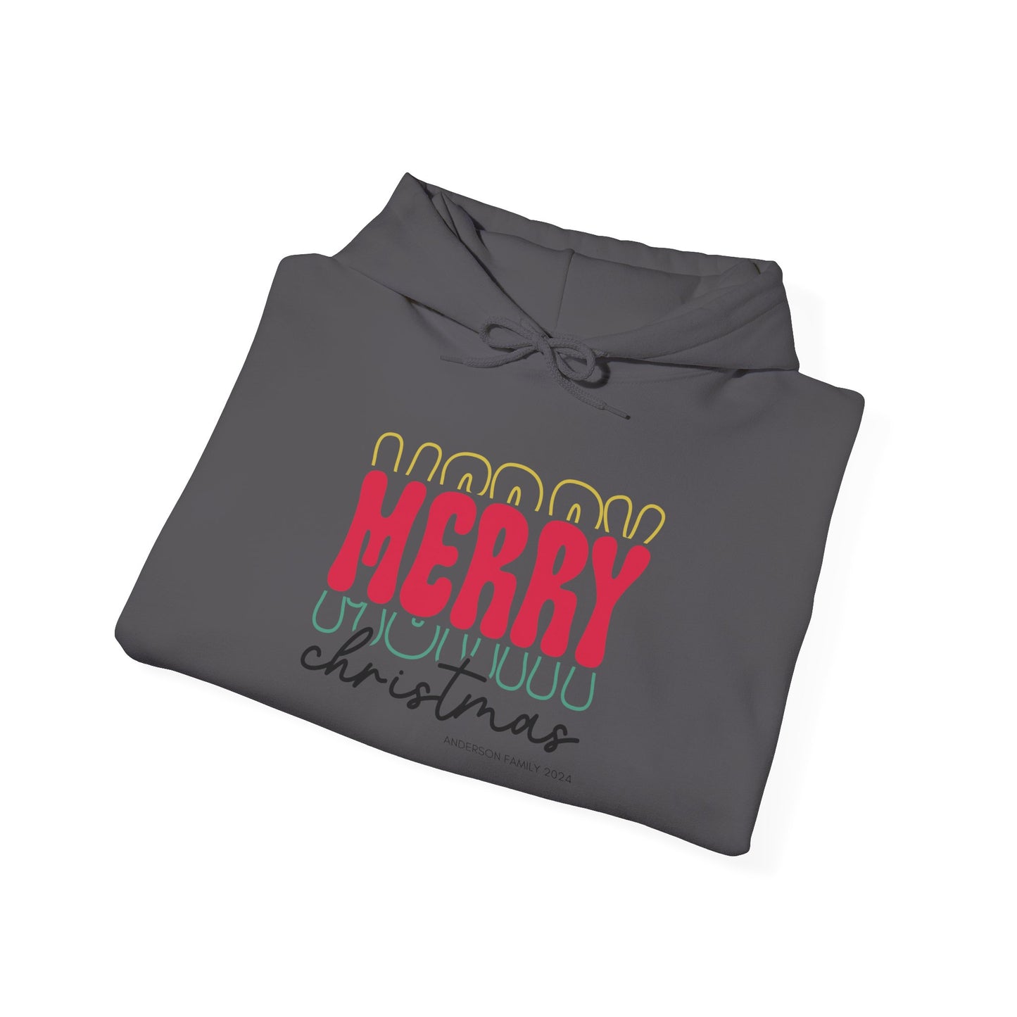 Unisex Heavy Blend Hooded Sweatshirt MERRY MERRY MERRY Christmas 2024 with Custom Name