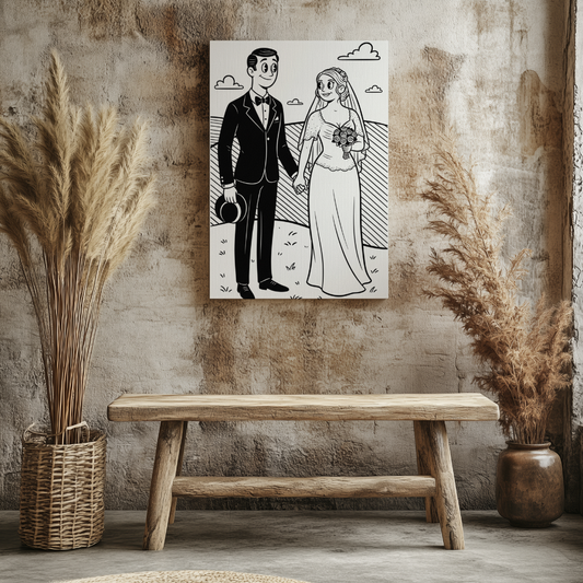 CANVAS 24x36 UPLOAD PORTRAIT (B&W Comic Style)